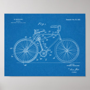 1918 Kettenloses Fahrrad-Design-Patent Kunststoffd Poster