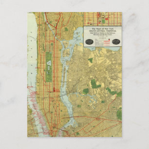 1918 New York Central Railroad Map Postkarte