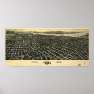 1918 Tulsa, OKAY Vogel-Augen-Ansicht-panoramische Poster