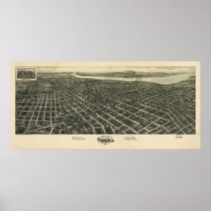 1918 Tulsa, OKAY Vogel-Augen-Ansicht-panoramische Poster