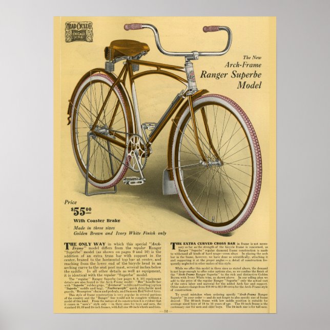 1918 Vintages Fahrrad Ranger Superbe Ad Art Poster (Vorne)