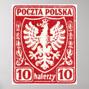 1919 10.00 Uhr Polnische Adler-Briefmarke Poster