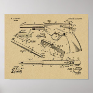 1919 Automatische Pistole Patent Kunst Zeichnung D Poster