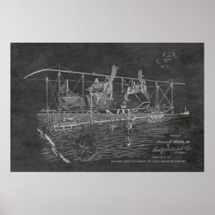 1919 Biplane Bomber Patent Art Zeichnend Print Poster