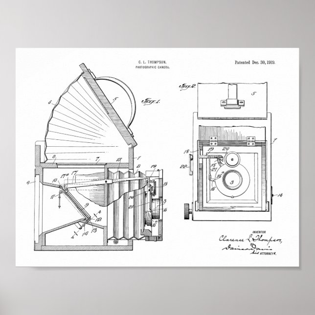 1919 Faltkamera Patent Art Zeichnend Druck Poster (Vorne)