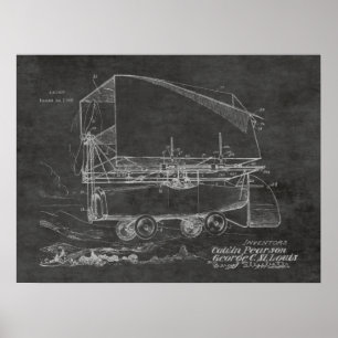 1919 Flying Car Airship Patent Art Drawing Print Poster