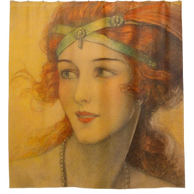 1919 Großer Rotkopf Duschvorhang (Vorderseite)