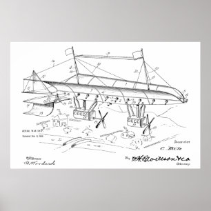 1919 Kriegsluftschiff-Flugzeug-Patent-Kunstzeichnu Poster