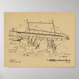1919 Kriegsluftschiff-Flugzeug-Patent-Kunstzeichnu Poster