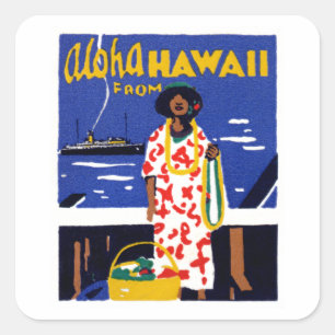 1920 Aloha aus Hawaii Quadratischer Aufkleber