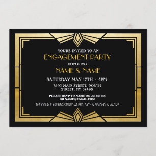1920 Art Déco Invitation de la partie d'engagement