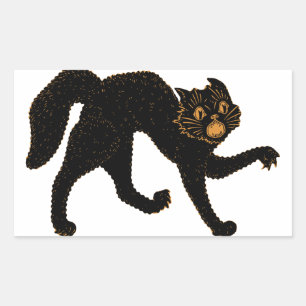 1920 Beängstigende Schwarze Katze Rechteckiger Aufkleber