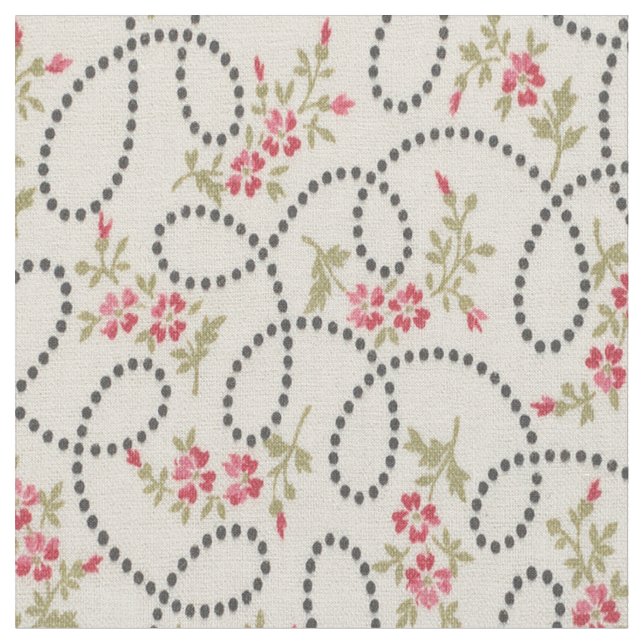 1920 Blumenmuster mit Punkten Stoff (Nahaufnahme)