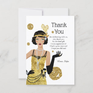 1920 Flapper Girl Gatsby , Art Deco Dankeskarte
