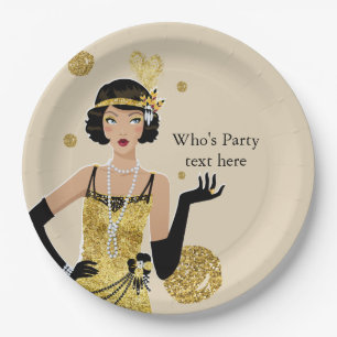 1920 Flapper Girl Gatsby , Art Deco Pappteller