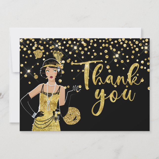 1920 flapper girl  Thank You Card Dankeskarte (Vorderseite)