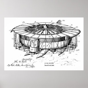 1920 Flugmaschine Flugzeug Patent Zeichnung Druck Poster