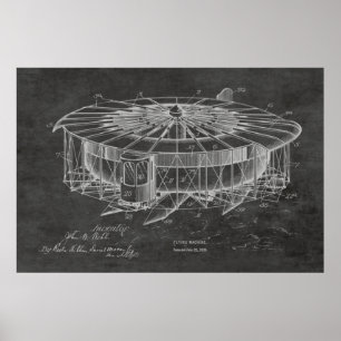 1920 Flugmaschinen-Flugzeug-Patentzeichnung Druck Poster