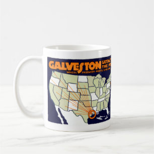 1920 Galveston Texas Plakat Kaffeetasse