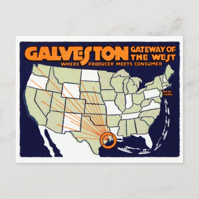 1920 Galveston Texas Poster Postkarte (Vorderseite)