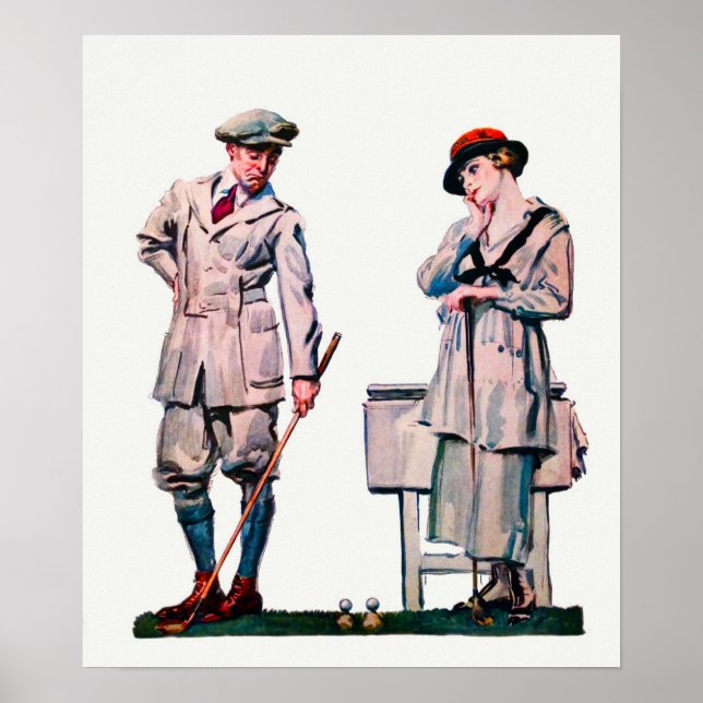 1920 Golf Aquarell Print Poster (Vorne)