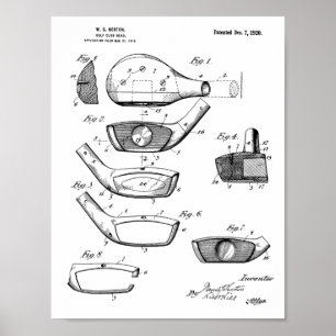 1920 Golfschlägerkopf-Design-Patent Kunstprint Poster