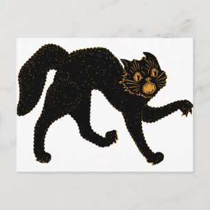1920 Gruselige schwarze Katze Postkarte