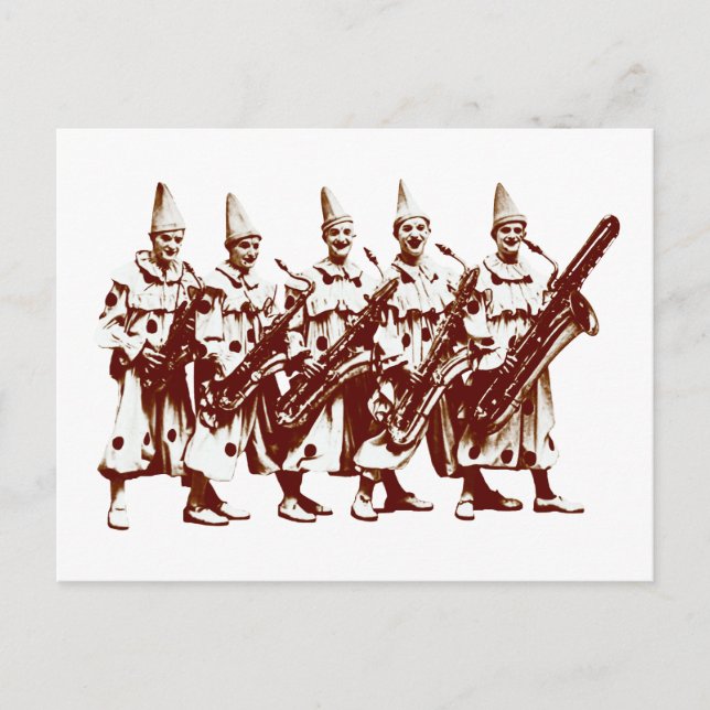 1920 Jazz-Clowns, braun Postkarte (Vorderseite)