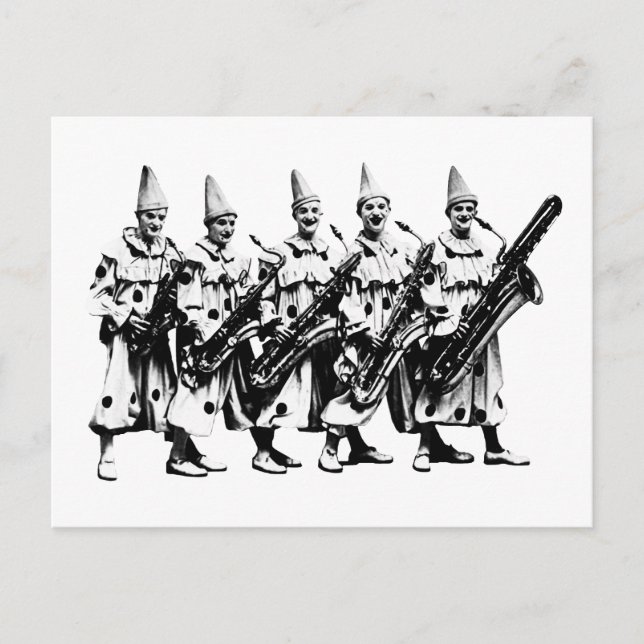 1920 Jazz-Clowns, schwarz Postkarte (Vorderseite)