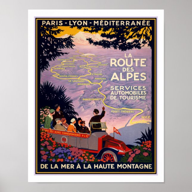 1920 La Route des Alpes Reiseplakat Poster (Vorne)
