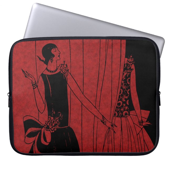 1920er Art Deco Mode-Schau-Model rot Laptopschutzhülle (Vorderseite)