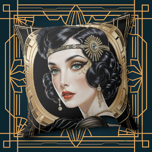 1920er Cocktail-Eleganz Flapper-Girl-Kissen Kissen