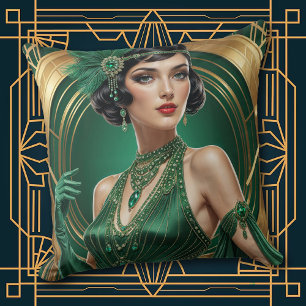 1920er Cocktail-Eleganz Flapper-Girl-Kissen Kissen
