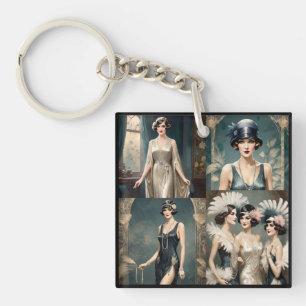 1920er Damen Mode Foto Collage, Schlüsselanhänger