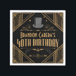 1920er Jahre Art Deco Black & Gold 40th Birthday P Serviette<br><div class="desc">Feiern Sie die großen 4-0 im Stil mit diesem Art Déco Stil im Schwarz und Gold 40. Geburtstag Party Servietten! Die Goldelemente verleihen den 20er Jahren ein Ambiente, das perfekt zum Feiern geeignet ist. Karo in unserem Shop für die Koordination von Party-Artikeln. ・ Suchen Sie etwas Anderes? Senden Sie uns...</div>