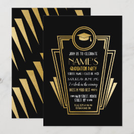 1920er Jahre Art-Déco-Graduationsparty Gold Einlad Einladung
