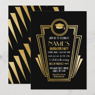 1920er Jahre Art-Déco-Graduationsparty Gold Einlad Einladung