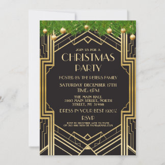 1920er Jahre Art Deco Weihnachten laden Gatsby Par Einladung