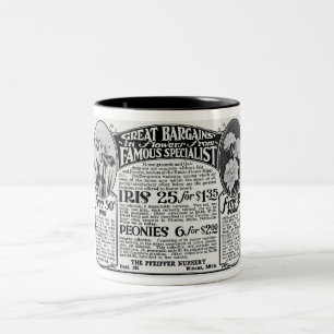 1920ER JAHRE BLUMEN-SAMEN-WERBUNG ZWEIFARBIGE TASSE