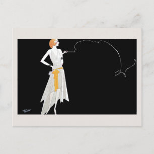 1920er Jahre Mode Flapper Mädchen Zeichnung Postkarte