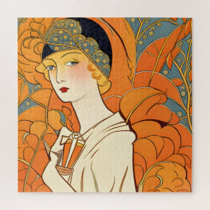 1920er Jahre Pariser Frau Mit Orangenblumen Puzzle