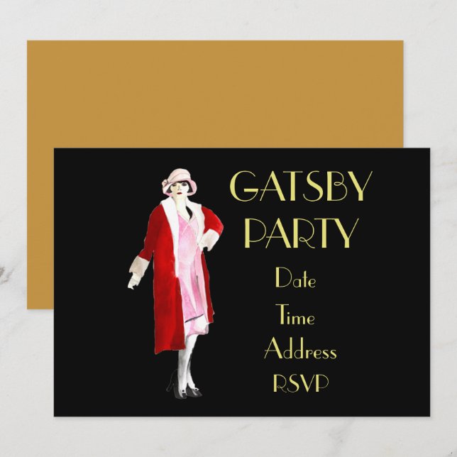 1920er Jahre Roaring 20er Flapper-Party Einladung (Vorne/Hinten)