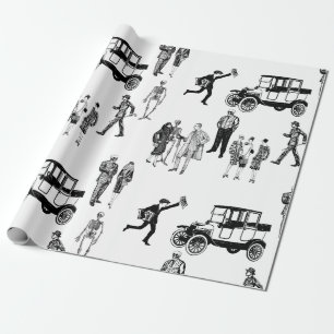 1920er Jahre Skelett-Toile-Flapper unheimlich Geschenkpapier