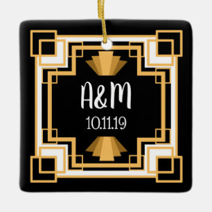 1920er Jahre Vintage Geo Art Deco Personalisiert Keramikornament
