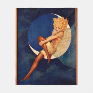 1920er Jahre Werbeanzeige schöne Frau auf dem Mond Fleecedecke