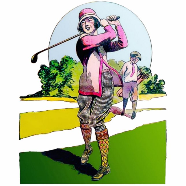 1920er Jahre Women's Golf Desk Skulptur Freistehende Fotoskulptur (Vorne)