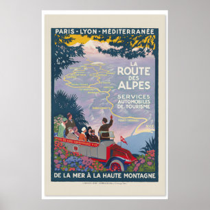 1920er La Route Des Alpes Vintage Style Französisc Poster