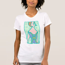 1920er Pisces-Frau mit Symbol lila grün T-Shirt