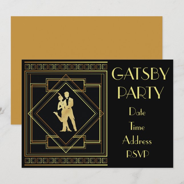 1920er Roaring 20er Flapper Party Einladung (Vorne/Hinten)