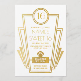 1920er Sweet 16 Birthday Party Art Deco Gatsby Gol Einladung